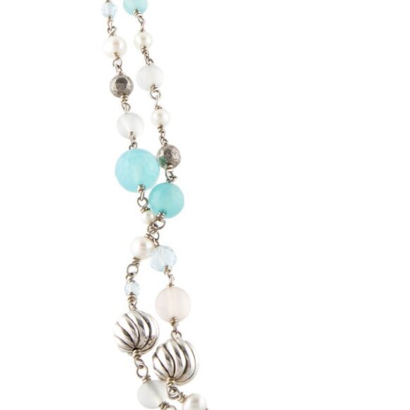 DAVID YURMAN STERLING SILVER 925 PEARL & MULTI-STONE TWEEJOUX STATION NECKLACE - Picture 10 of 10